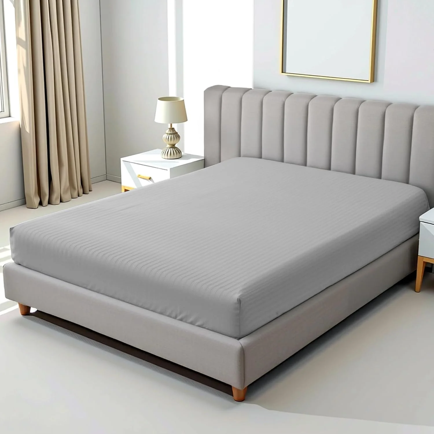 ملحفه هتلی کشدار نقرهای Hotel Linen Klub سایز یک نفره 100 در 200 + 30 سانتیمتر ملحفه هتلی کشدار نقرهای Hotel Linen Klub سایز یک نفره 100 در 200 + 30 سانتیمتر