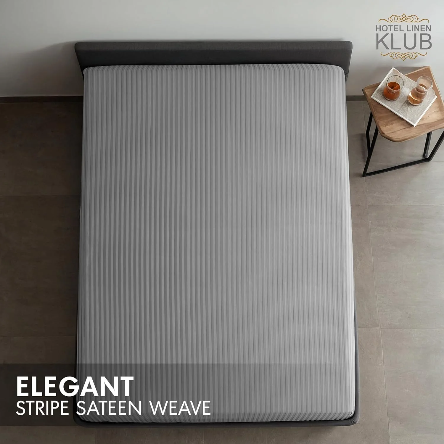 ملحفه هتلی کش‌دار نقره‌ای Hotel Linen Klub سایز یک نفره 100 در 200 + 30 سانتی‌متر