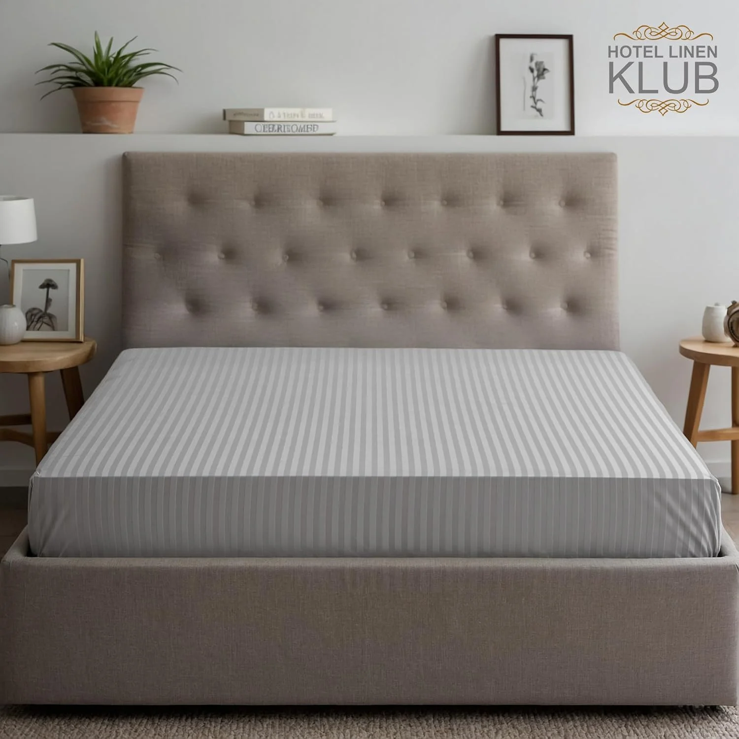 ملحفه هتلی کش‌دار نقره‌ای Hotel Linen Klub سایز یک نفره 100 در 200 + 30 سانتی‌متر