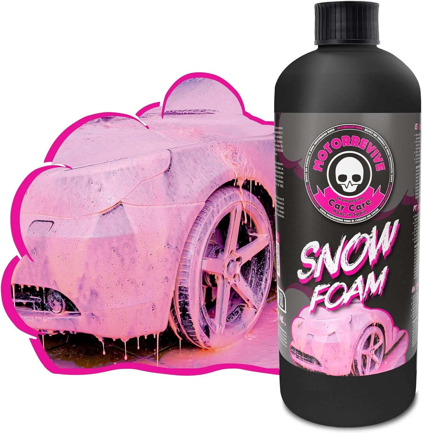 شامپو مراقبت از خودرو موتور ریوایو 500 میلی لیتر، فوم برفی، پاک کننده فوم صورتی برای کارواش و پمپ فشار