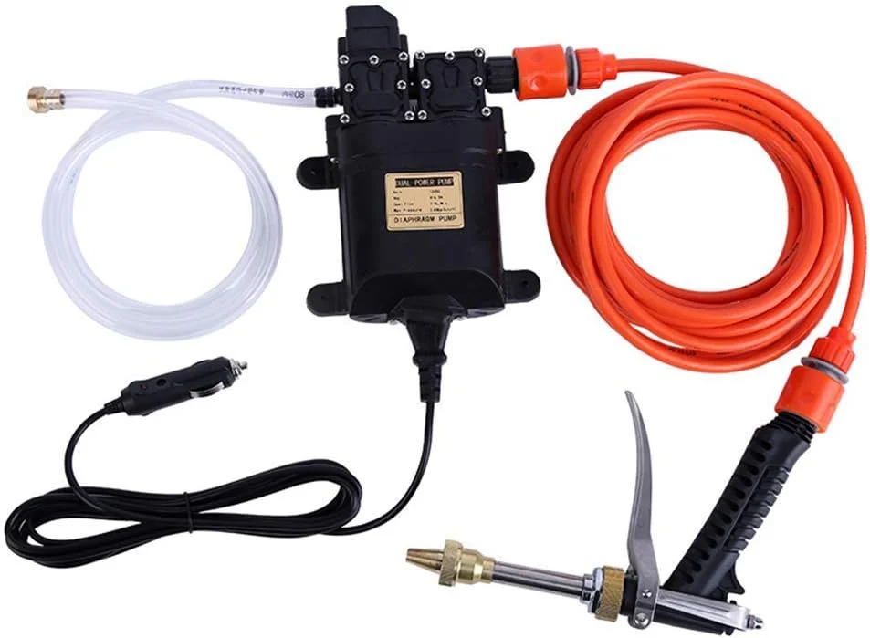 کارواش فشار قوی قابل حمل Liangzi 12 ولت، کیت پمپ شستشوی برقی خودرو + شلنگ جت واش برای شستشوی خودرو، خانه و باغ
