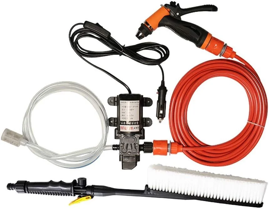 کارواش فشار قوی قابل حمل لیانگزای 12 ولت، کیت پمپ شستشوی برقی خودرو + شلنگ کارواش جت برای شستشوی خودرو، خانه و باغ