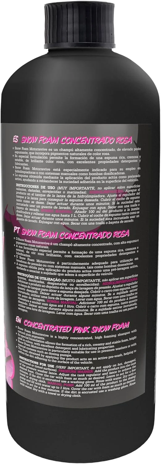 شامپو مراقبت از خودرو موتور ریوایو 500 میلی لیتر، فوم برفی، پاک کننده فوم صورتی برای کارواش و پمپ فشار