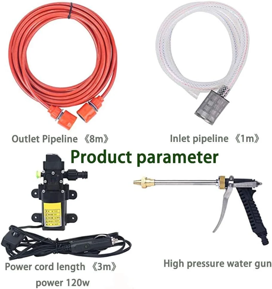 کارواش فشار قوی قابل حمل Liangzi 12 ولت، کیت پمپ شستشوی برقی خودرو + شلنگ جت واش برای شستشوی خودرو، خانه و باغ