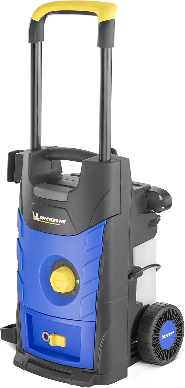 کارواش پرفشار میشلن، 125 بار، کارواش قدرتمند برای خودرو، دوچرخه، سطوح بیرونی، جمع و جور، شامل نازل ها، کارآمد، مشکی و آبی