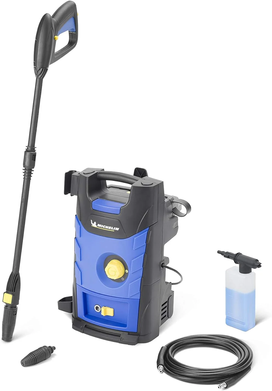 کارواش پرفشار میشلن، 110 بار، تمیز کننده قدرتمند خودرو، دوچرخه و فضای باز، جمع و جور، کاربری آسان، شامل لوازم جانبی، کارآمد، مشکی و آبی کارواش پرفشار میشلن، 110 بار، تمیز کننده قدرتمند خودرو، دوچرخه و فضای باز، جمع و جور، کاربری آسان، شامل لوازم جانبی، کارآمد، مشکی و آبی