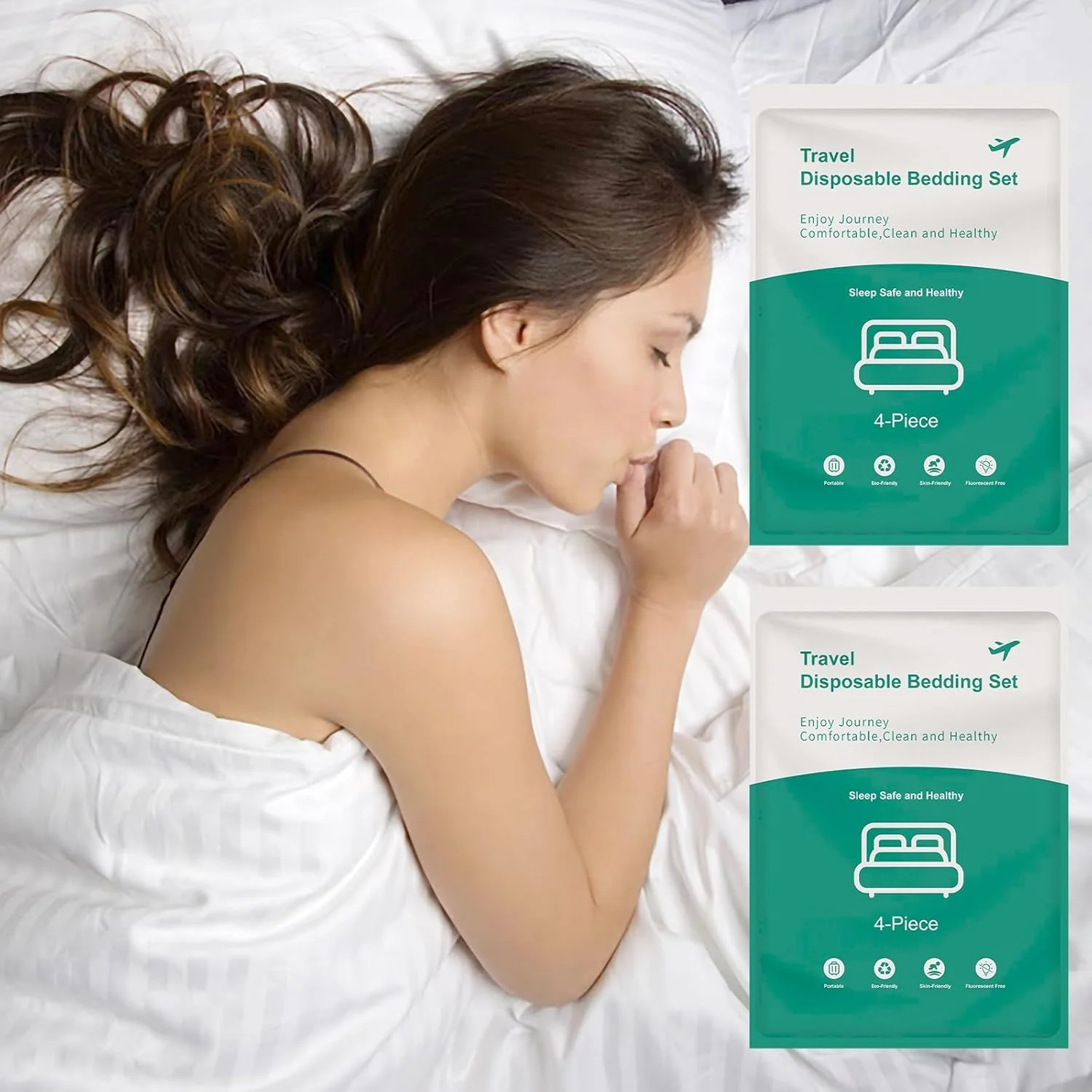 ست ملحفه یکبار مصرف 8 تکه KASTWAVE سایز کوئین، ملحفه های مسافرتی یکبار مصرف شامل 2 ملحفه، 2 روکش لحاف و 4 روبالشتی برای سفر، ماموریت کاری، اسپا و هتل ست ملحفه یکبار مصرف 8 تکه KASTWAVE سایز کوئین، ملحفه های مسافرتی یکبار مصرف شامل 2 ملحفه، 2 روکش لحاف و 4 روبالشتی برای سفر، ماموریت کاری، اسپا و هتل