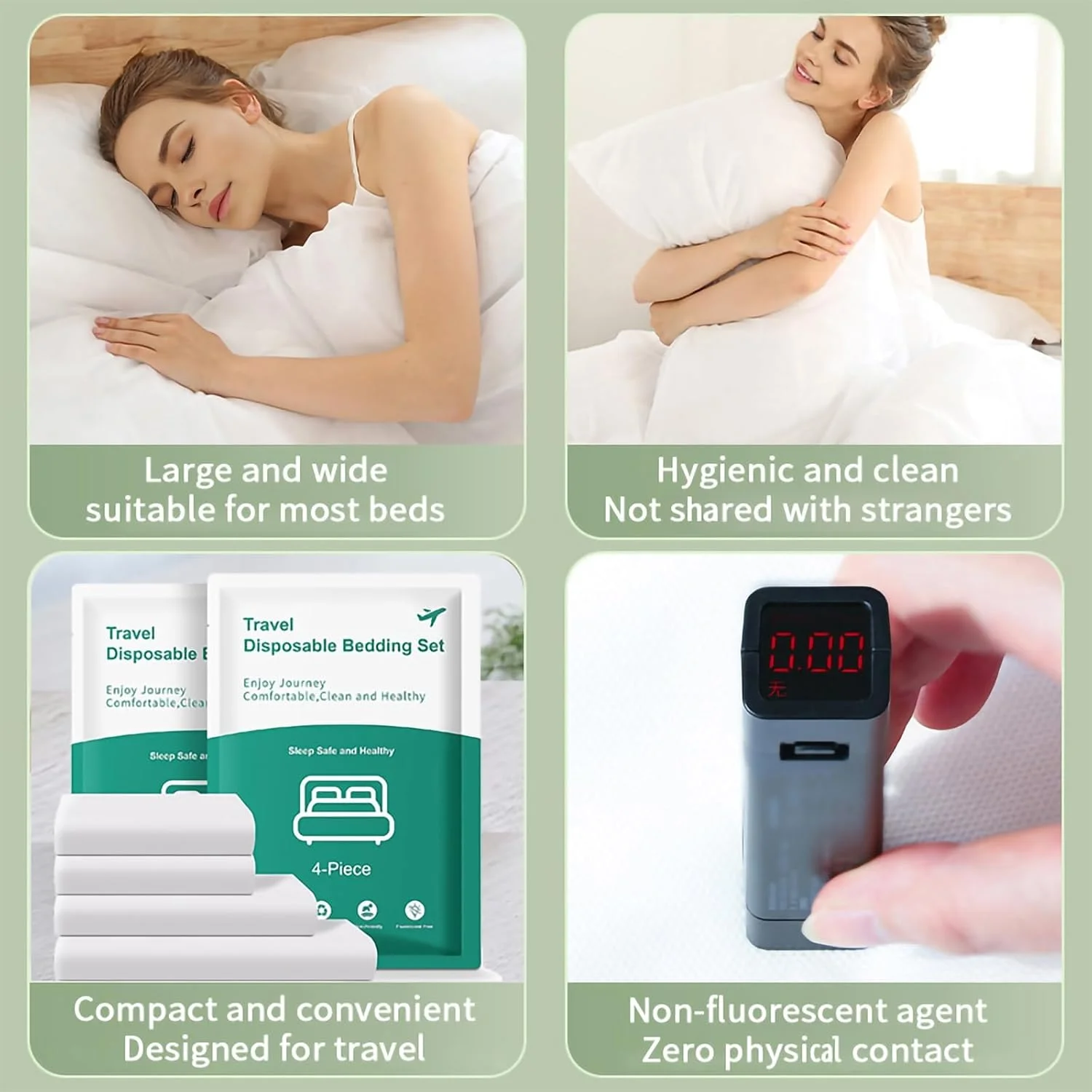 ست ملحفه یکبار مصرف 8 تکه KASTWAVE سایز کوئین، ملحفه های مسافرتی یکبار مصرف شامل 2 ملحفه، 2 روکش لحاف و 4 روبالشتی برای سفر، ماموریت کاری، اسپا و هتل ست ملحفه یکبار مصرف 8 تکه KASTWAVE سایز کوئین، ملحفه های مسافرتی یکبار مصرف شامل 2 ملحفه، 2 روکش لحاف و 4 روبالشتی برای سفر، ماموریت کاری، اسپا و هتل