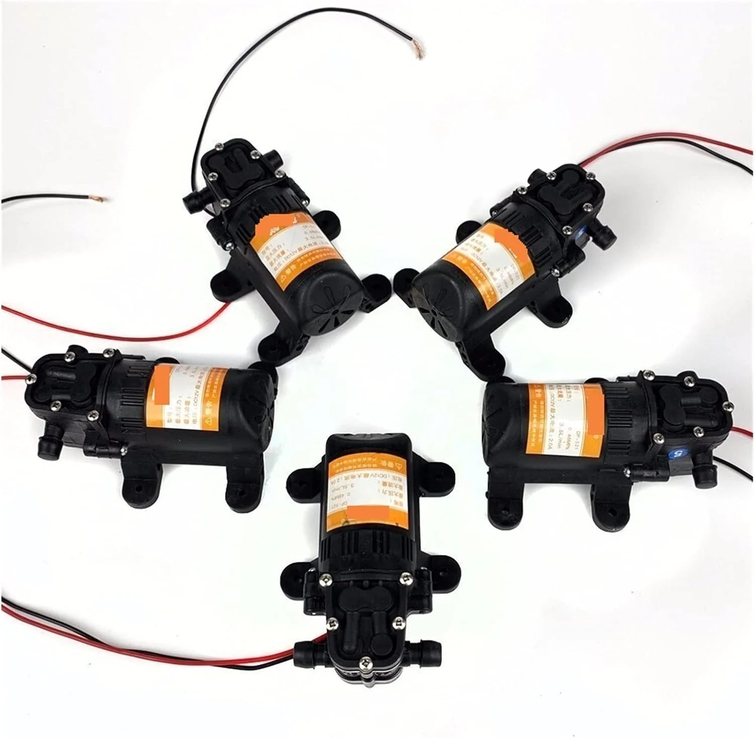 پمپ آب دیافراگمی فشار قوی مشکی DC 12V 70PSI 3.5L/min مناسب سمپاشی، کارواش و مصارف کشاورزی