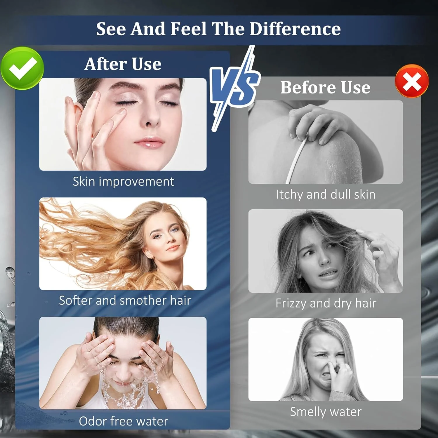 سردوش فیلتردار FEELSO به همراه گوشی دستی - تمام فلزی - سردوش بارانی با فیلتر برای آب سخت، حذف کلر، کاهش خشکی و خارش پوست - نازل های ضد گرفتگی، نگهدارنده برنجی اضافی و شلنگ انعطاف پذیر 72 اینچی