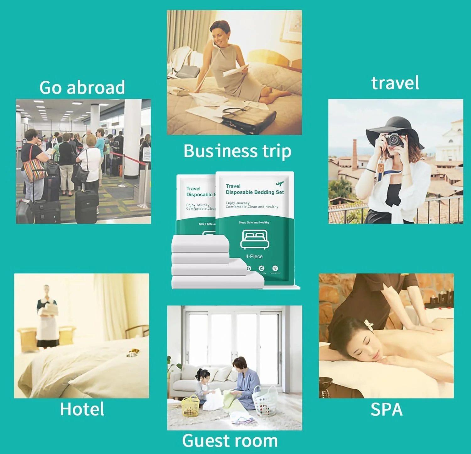 ست ملحفه یکبار مصرف 8 تکه KASTWAVE سایز کوئین، ملحفه های مسافرتی یکبار مصرف شامل 2 ملحفه، 2 روکش لحاف و 4 روبالشتی برای سفر، ماموریت کاری، اسپا و هتل ست ملحفه یکبار مصرف 8 تکه KASTWAVE سایز کوئین، ملحفه های مسافرتی یکبار مصرف شامل 2 ملحفه، 2 روکش لحاف و 4 روبالشتی برای سفر، ماموریت کاری، اسپا و هتل