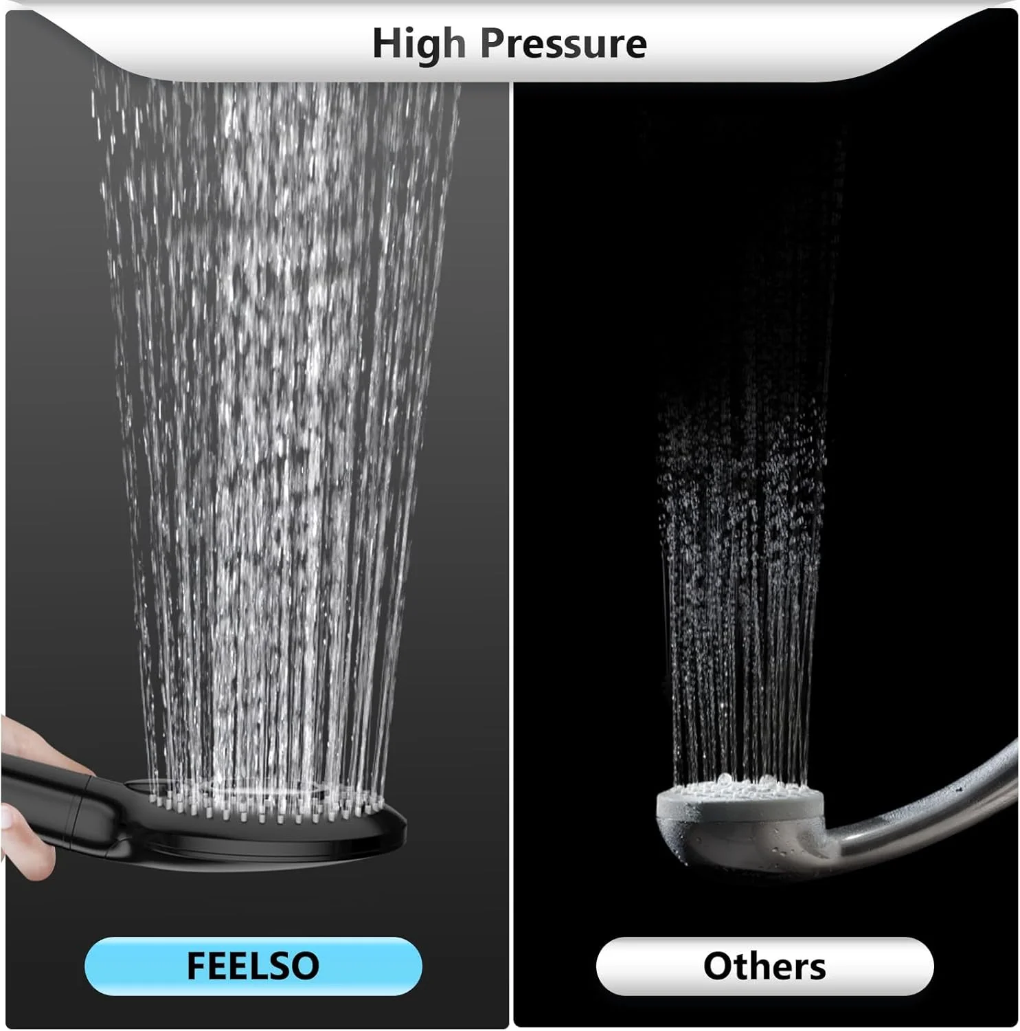 سر دوش فیلتر دار FEELSO با حالت دستی، سر دوش فشار قوی با 3 حالت اسپری به همراه مهره های فیلتر نرم کننده آب 15 مرحله ای برای آب سخت - حذف کلر - کاهش خشکی و خارش پوست، مشکی مات