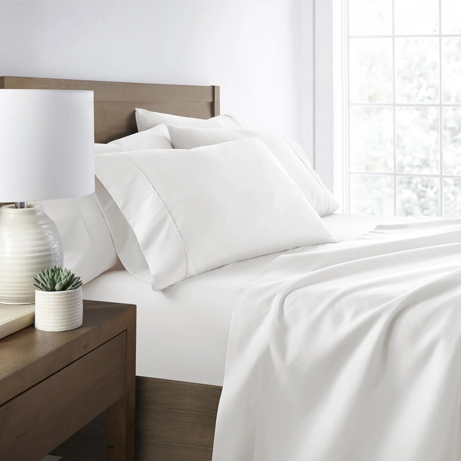 مجموعه ملحفه 6 تکه فوق العاده نرم ienjoy Home، سایز کامل، سفید