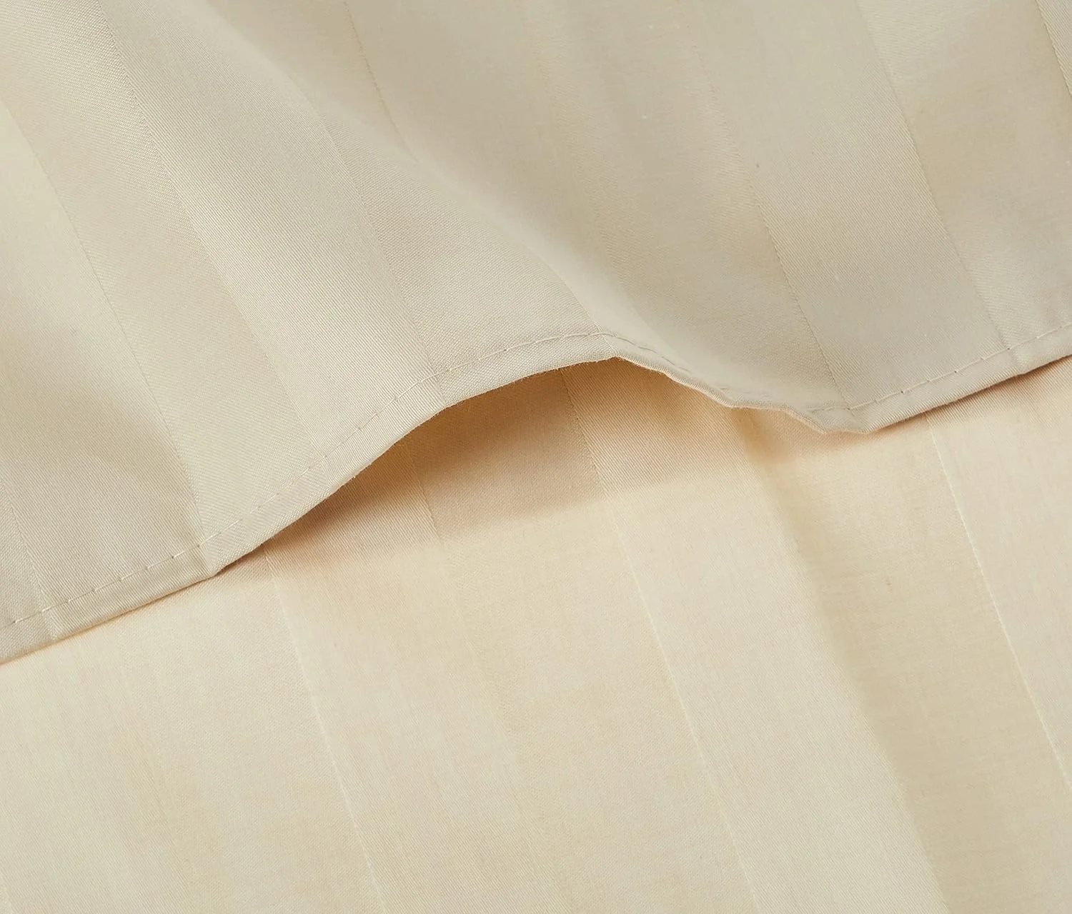 ست ملحفه سه تکه راه راه پهن آی بد هوم هتل، پنبه 300TC، سایز کینگ، بژ