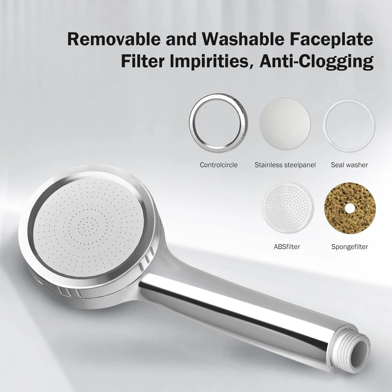 سردوش دستی JOMOO، سردوش دستی حمام 3 اینچی با فشار بالا و عملکرد فیلتر، روکش کروم