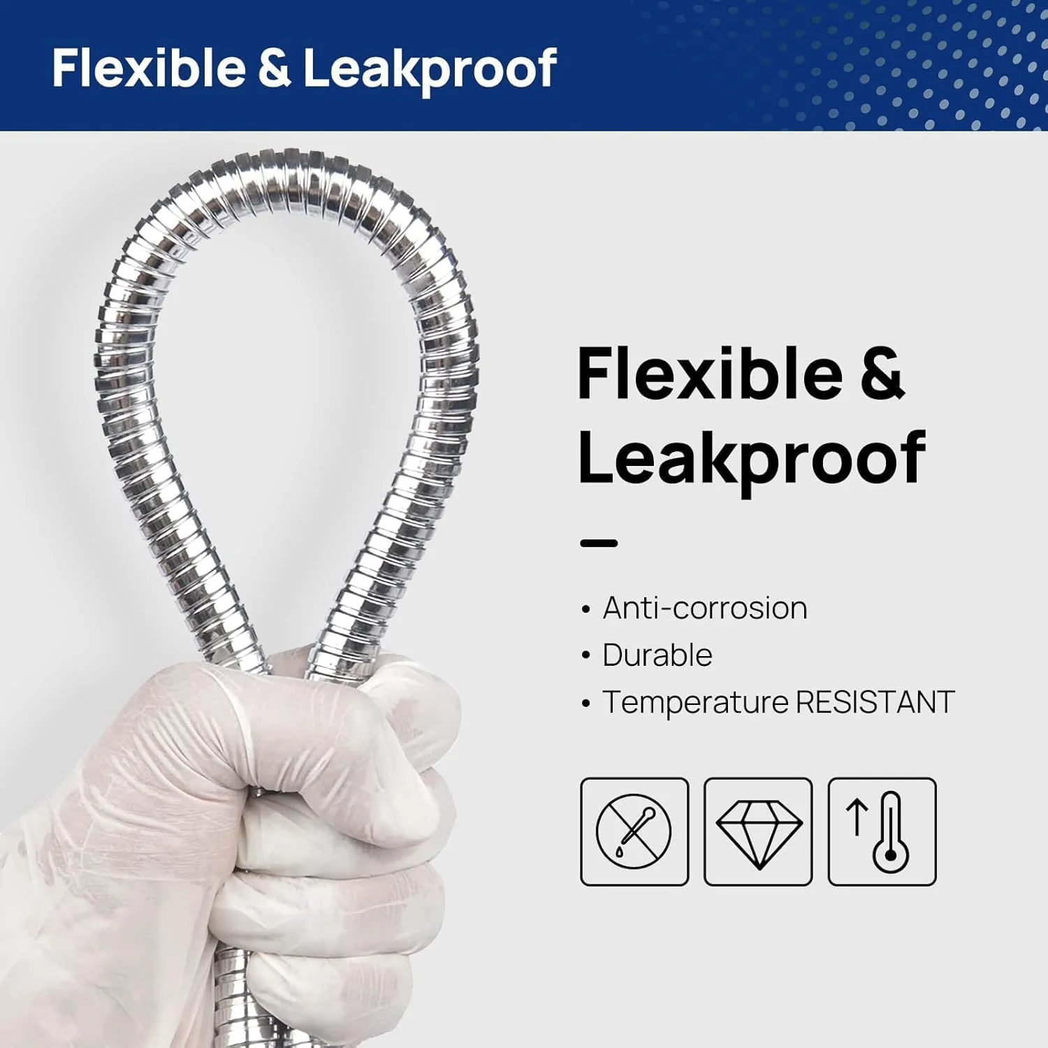 شلنگ دوش 180 سانتی‌متری JOMOO، شلنگ جایگزین استیل ضد زنگ انعطاف‌پذیر برای دوش دستی، فوق‌العاده بلند، کروم