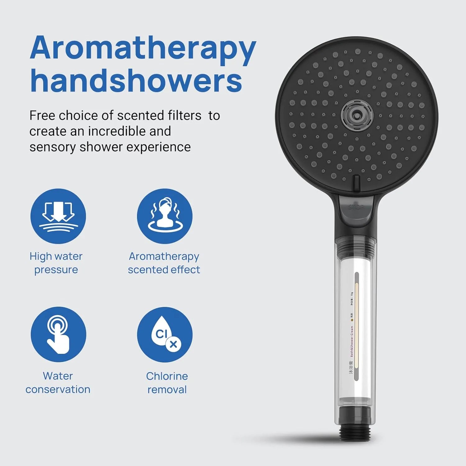 سردوش حمام JOMOO، تصفیه کننده آب، سردوش فیلتردار حذف کلر، سردوش دستی با فشار قوی و صرفه جویی در آب، 3 حالت پاشش، جلوگیری از ریزش مو