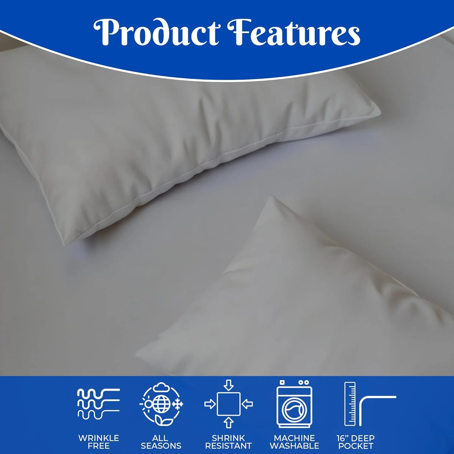 ست ملحفه تخت خواب دو نفره خاکستری Infinitee Xclusives – ست ملحفه 4 تکه – سایز دو نفره 230 در 260 سانتی متر - ملحفه های میکروفیبر نرم و برس خورده - ملحفه های با جیب های عمیق 40 سانتی متری بدون چروک و مقاوم در برابر محو شدن