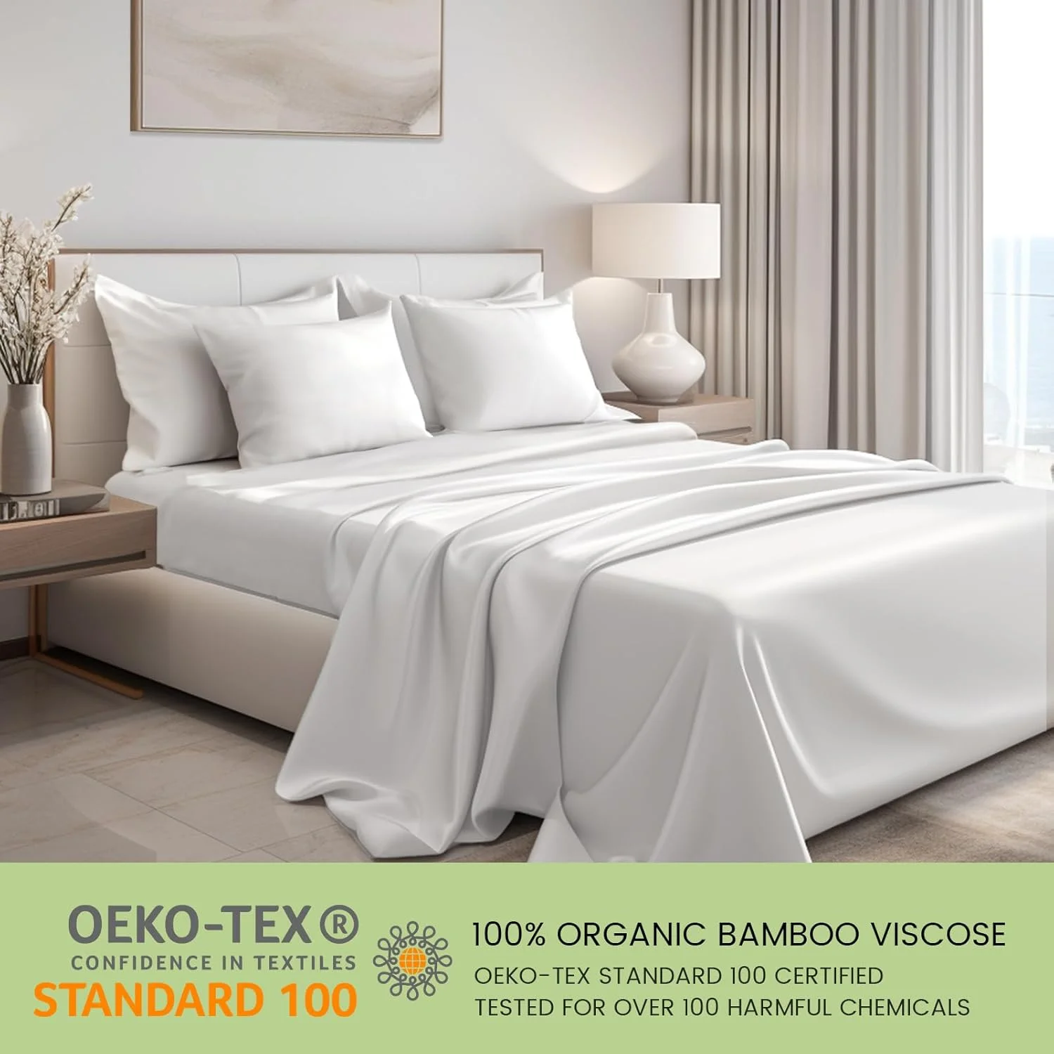 ملحفه بامبو سایز کینگ JSELF، ست 4 تکه ملحفه تخت خواب، 100% الیاف بامبو ارگانیک با تراکم 400، فوق العاده نرم برای تخت، خنک کننده و تنفس پذیر، دوخت دوبل، عمق 16 اینچ (کینگ، سفید) ملحفه بامبو سایز کینگ JSELF، ست 4 تکه ملحفه تخت خواب، 100% الیاف بامبو ارگانیک با تراکم 400، فوق العاده نرم برای تخت، خنک کننده و تنفس پذیر، دوخت دوبل، عمق 16 اینچ (کینگ، سفید)