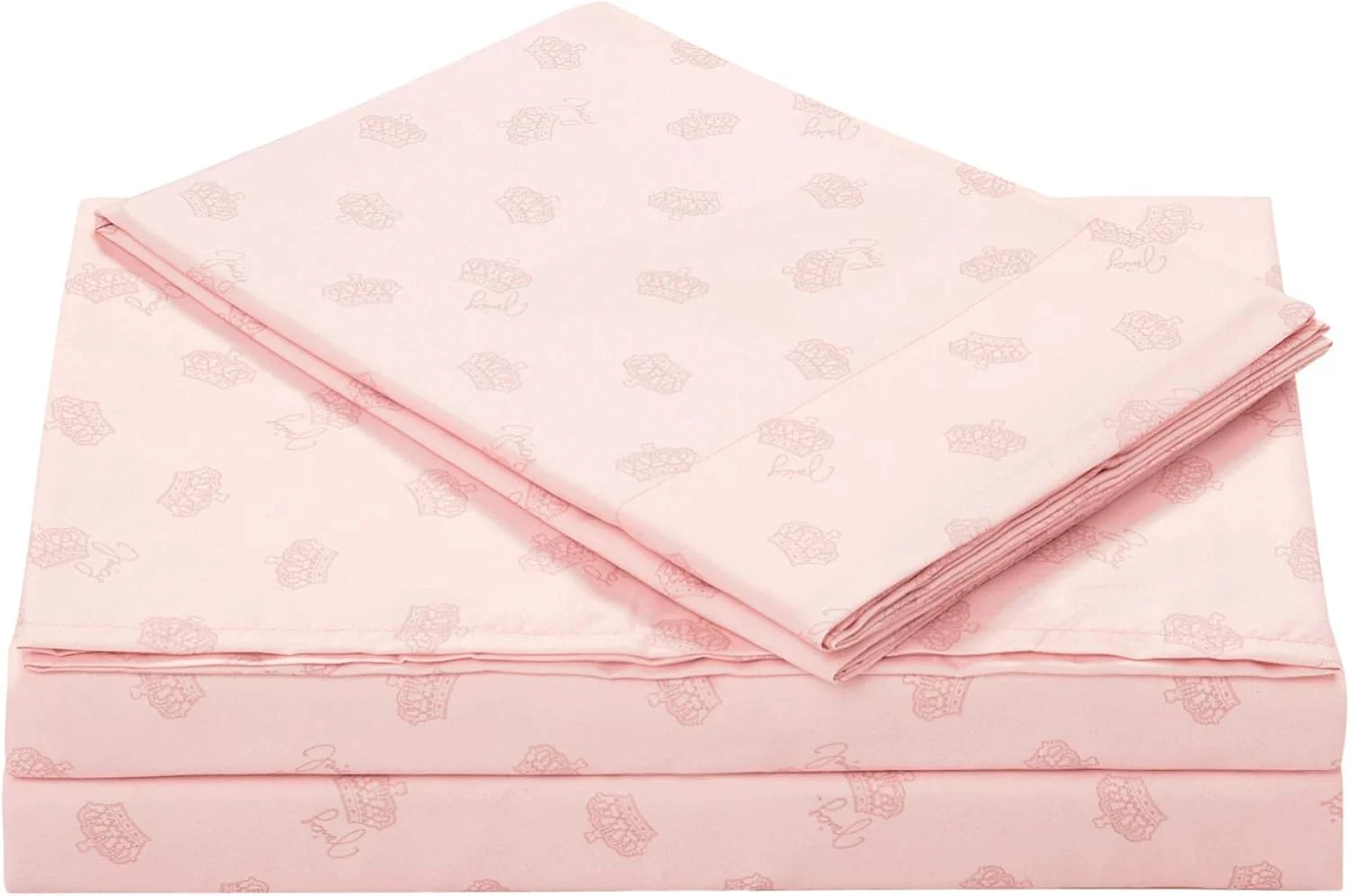 ست ملحفه جوسی کوتور - طرح تاج JC | ملحفه تخت خواب یک نفره | ست 3 تکه شامل ملحفه کش دار، ملحفه تخت و روبالشی | جیب های عمیق، مقاوم در برابر چروک و ضد پرز | صورتی