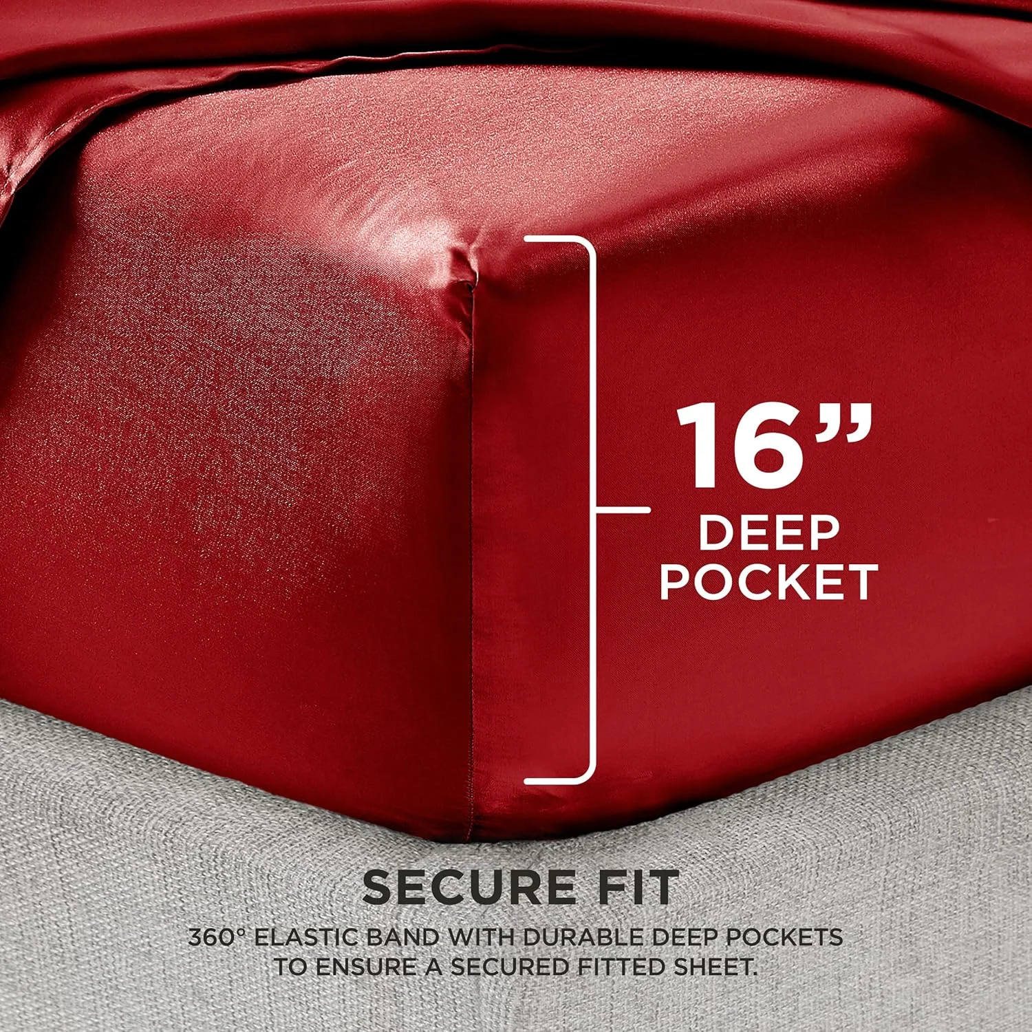 ست ملحفه ساتن ابریشمی سایز کینگ Juicy Couture، ست ملحفه ساتن سایز کینگ با عمق زیاد شامل 1 ملحفه کش‌دار، 1 ملحفه تخت و 2 روبالشی، مقاوم در برابر چروک و ضد پرز - قرمز