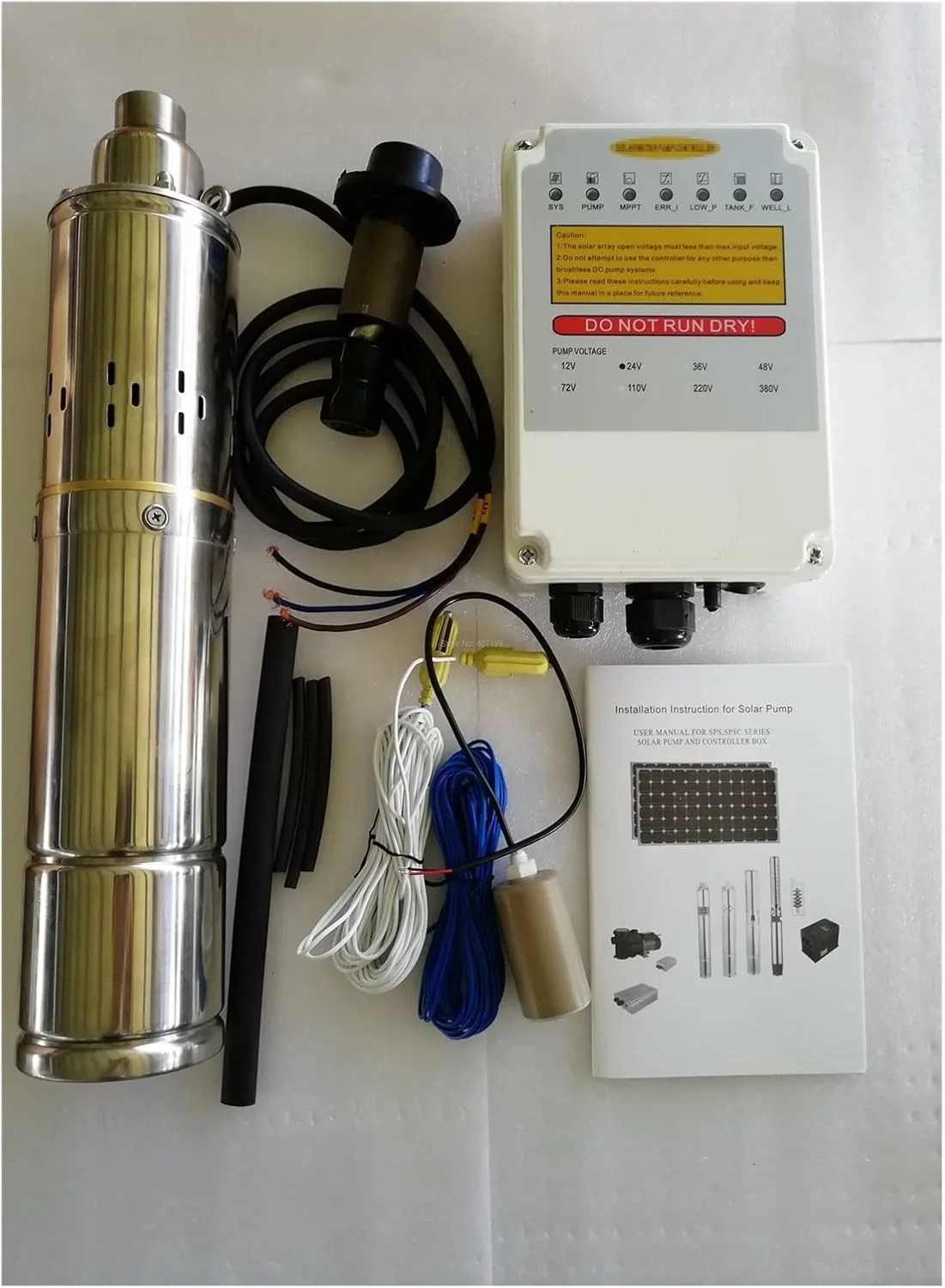 پمپ آب چاه عمیق شناور خورشیدی، پمپ های شناور برای چاه ها مدل Solar 4SPS3.8/95-D48/1000 با موتور قدرتمند