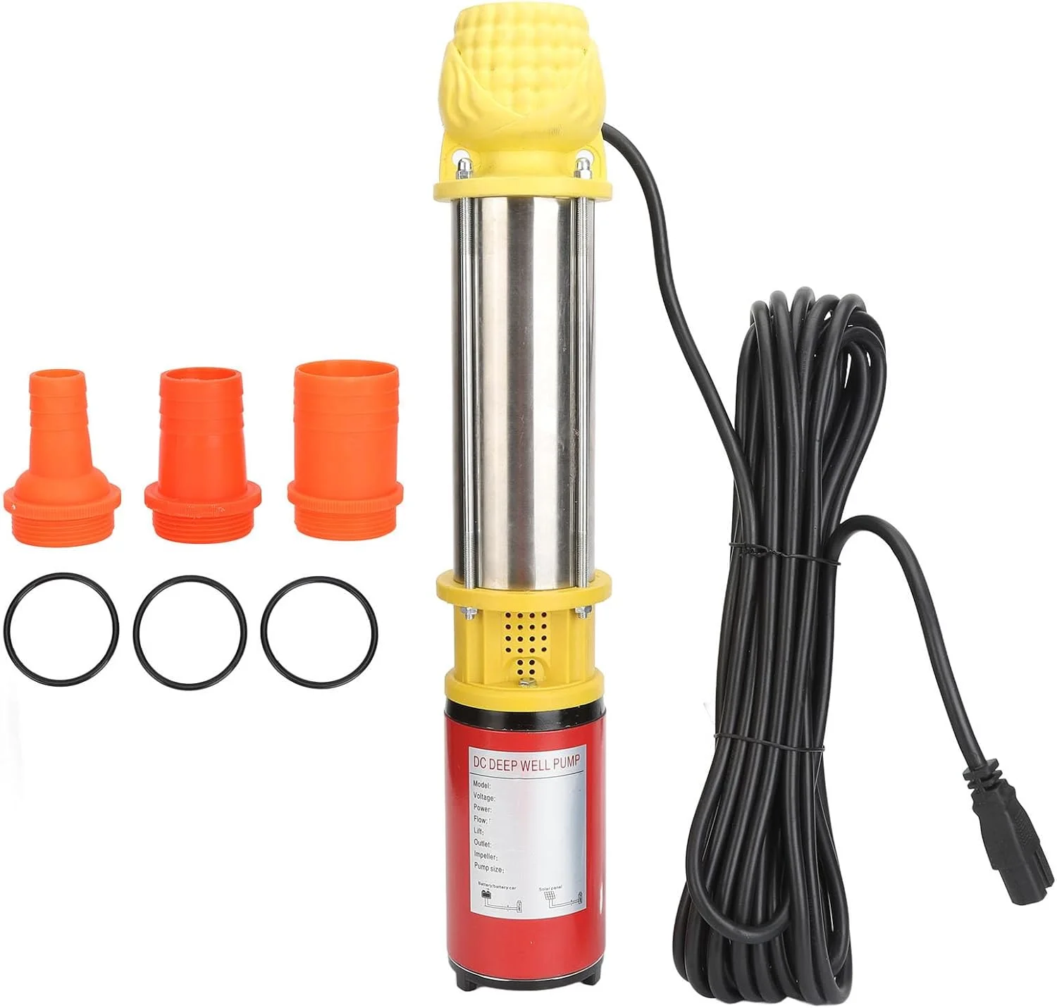 پمپ شناور خورشیدی DC24V 300W بدون جاروبک چاه عمیق NDNCZDHC با دبی 5 متر مکعب بر ساعت و ارتفاع 20 متری، میله استیل ضد زنگ پمپ شناور خورشیدی DC24V 300W بدون جاروبک چاه عمیق NDNCZDHC با دبی 5 متر مکعب بر ساعت و ارتفاع 20 متری، میله استیل ضد زنگ