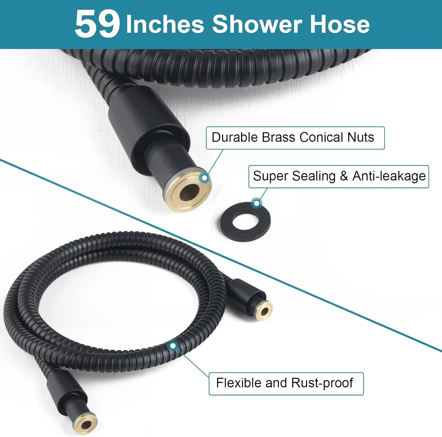 سردوش دستی پرفشار Hopopro، سردوش دستی با 6 حالت پاشش، سردوش بارانی دستی 4.3 اینچی با جریان بالا به همراه شلنگ استیل ضد زنگ و پایه قابل تنظیم (مشکی مات)