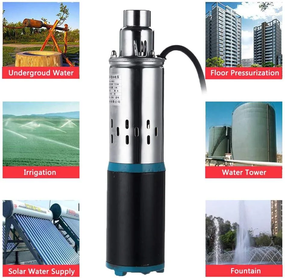 پمپ آب چاه عمیق خورشیدی 48 ولت 220 وات 55 متری DC پیچی شناور برای آبیاری باغ خانه کشاورزی
