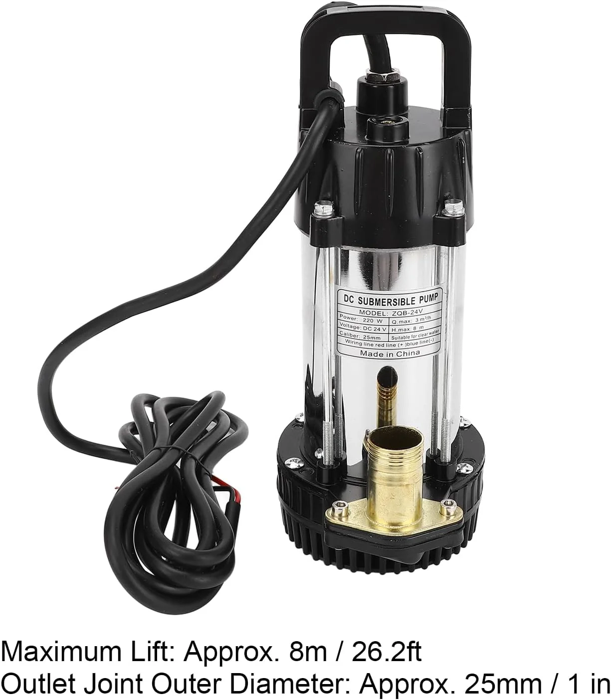 پمپ شناور Torvex، پمپ آب 24 ولت DC با خروجی 1 اینچی و موتور براشلس 220 واتی، جریان 3 متر مکعب در ساعت، ارتفاع 8 متر، پمپ چاه عمیق برای استفاده در مزرعه پمپ شناور Torvex، پمپ آب 24 ولت DC با خروجی 1 اینچی و موتور براشلس 220 واتی، جریان 3 متر مکعب در ساعت، ارتفاع 8 متر، پمپ چاه عمیق برای استفاده در مزرعه