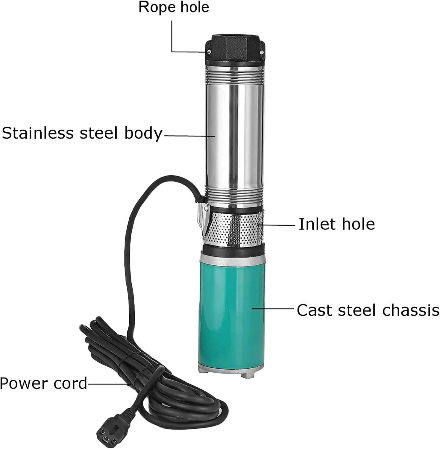 پمپ شناور DC با توان 600 وات برای چاه های عمیق، پمپ آب DC با انرژی خورشیدی جایگزین برای آبیاری باغ