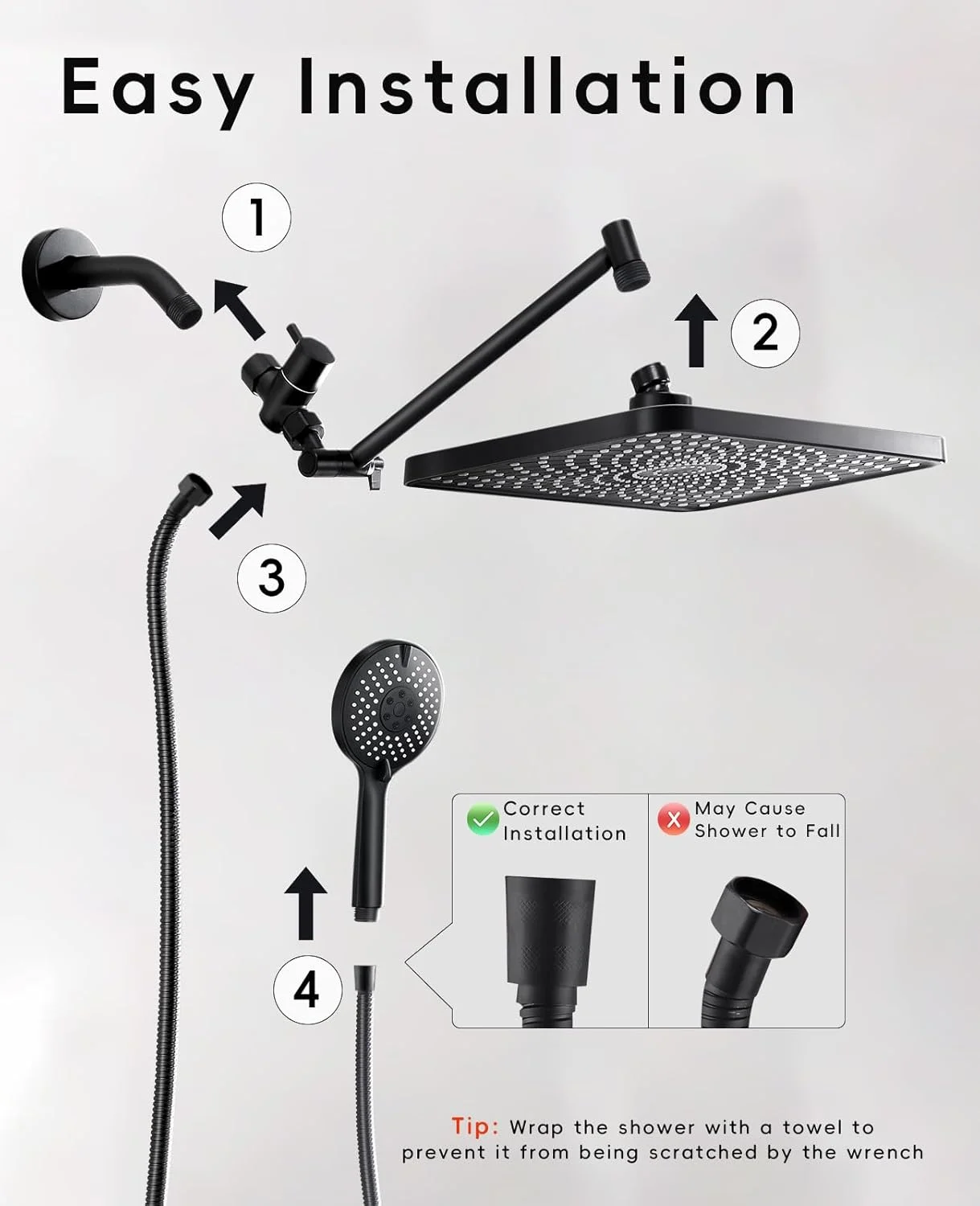 سردوش بارانی ممتاز 31 سانتیمتری به همراه دوشی دستی، سردوش بزرگ بارانی سقفی | دوشی دستی با 4 حالت اسپری آب | سردوش دوتایی قابل تنظیم | نازلهای ضد گرفتگی | فناوری ترکیب هوا سردوش بارانی ممتاز 31 سانتیمتری به همراه دوشی دستی، سردوش بزرگ بارانی سقفی | دوشی دستی با 4 حالت اسپری آب | سردوش دوتایی قابل تنظیم | نازلهای ضد گرفتگی | فناوری ترکیب هوا