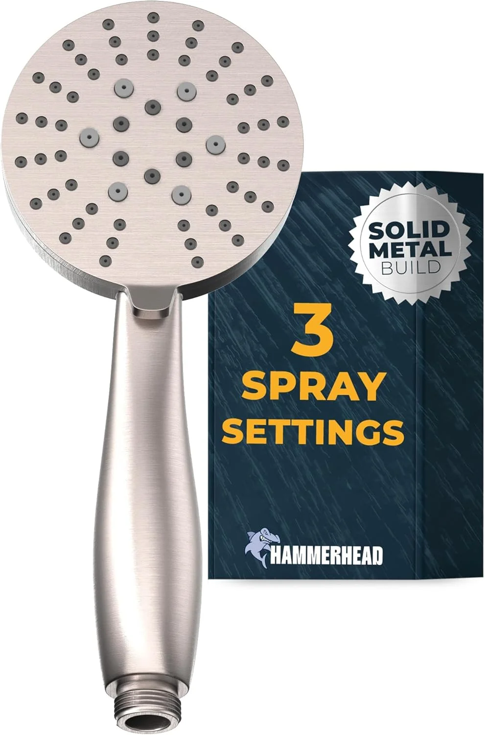 سردوش دستی تمام فلزی 3 حالته همرهد شاورز | انتخاب از بین حالت های پهن، ماساژ و مه پاش | جریان بالای 2.5 GPM (نیکل برس خورده)