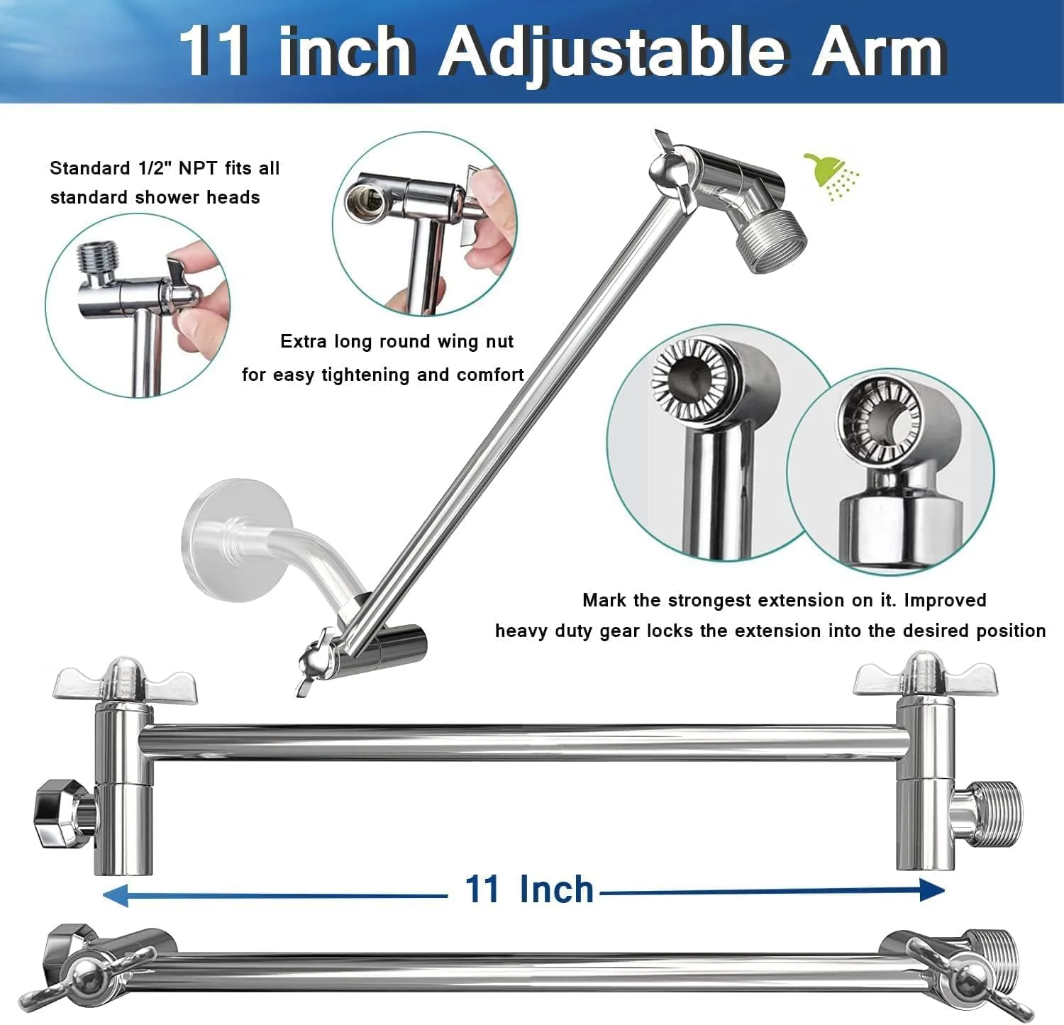 سردوش بارانی، سردوش بارانی فشار قوی 10 اینچی با بازوی اکستنشن قابل تنظیم 11 اینچی و ست دوشی دستی 5 حالته با نگهدارنده، شلنگ جمع شونده 78 اینچی، تنظیم کننده جریان، کروم سردوش بارانی، سردوش بارانی فشار قوی 10 اینچی با بازوی اکستنشن قابل تنظیم 11 اینچی و ست دوشی دستی 5 حالته با نگهدارنده، شلنگ جمع شونده 78 اینچی، تنظیم کننده جریان، کروم