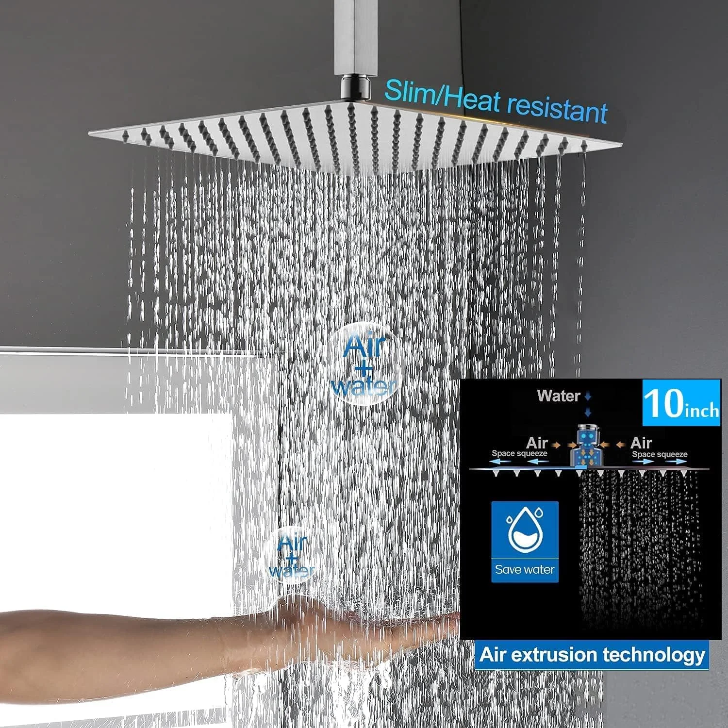 سردوش بارانی، سردوش بارانی فشار قوی 10 اینچی با بازوی اکستنشن قابل تنظیم 11 اینچی و ست دوشی دستی 5 حالته با نگهدارنده، شلنگ جمع شونده 78 اینچی، تنظیم کننده جریان، کروم سردوش بارانی، سردوش بارانی فشار قوی 10 اینچی با بازوی اکستنشن قابل تنظیم 11 اینچی و ست دوشی دستی 5 حالته با نگهدارنده، شلنگ جمع شونده 78 اینچی، تنظیم کننده جریان، کروم