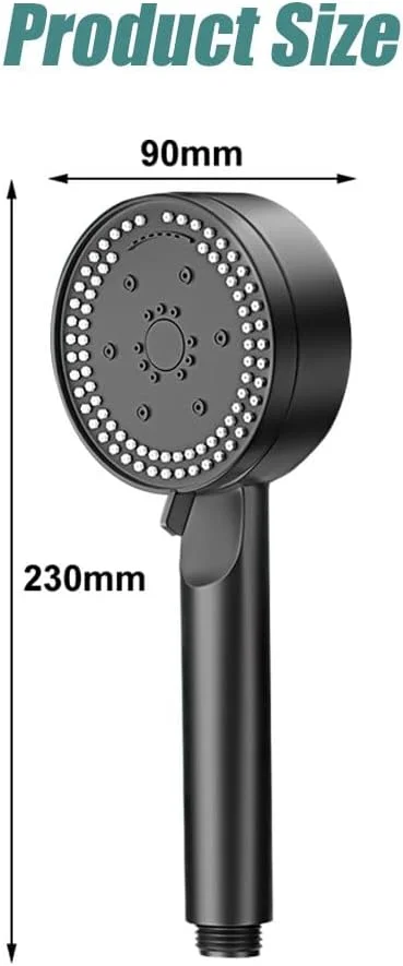 سردوش حمام با 8 حالت قابل تنظیم، صرفه جویی در مصرف آب، رنگ مشکی، سردوش دستی ماساژور، لوازم جانبی حمام