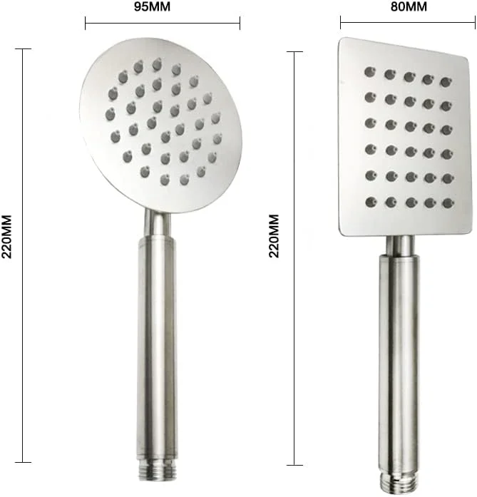 سردوش دستی حمام AETOOL از جنس استیل ضد زنگ، سردوش بارانی دستی با پنل بزرگ، مربعی و دایره ای، رنگ طلایی برس خورده و مشکی (مربعی برس خورده)