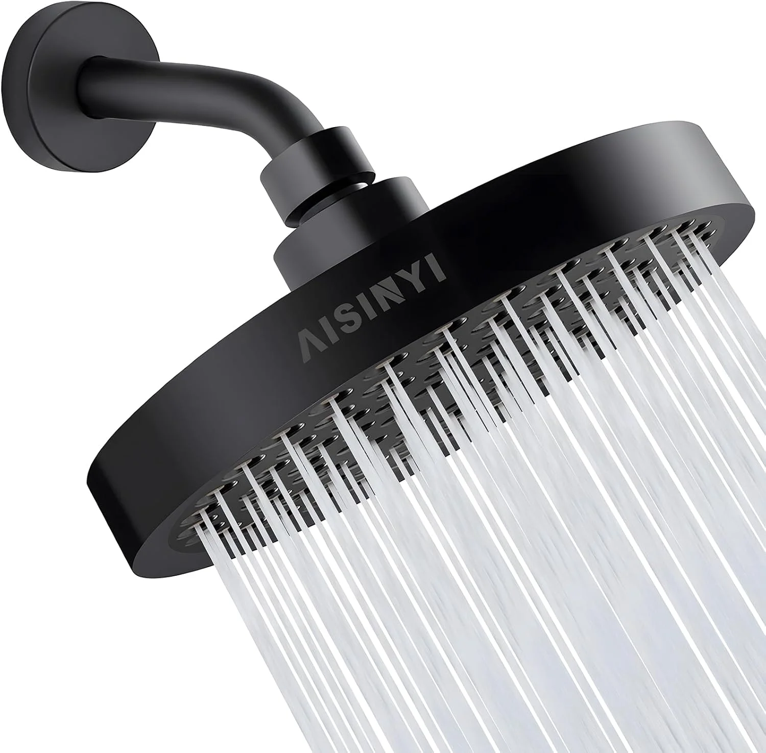 سردوش بارانی فشار قوی، سردوش مدرن لوکس 6 اینچی با قابلیت تنظیم عالی، محدود کننده قابل جابجایی، نصب آسان برای سردوش های حمام شما (مشکی مات)