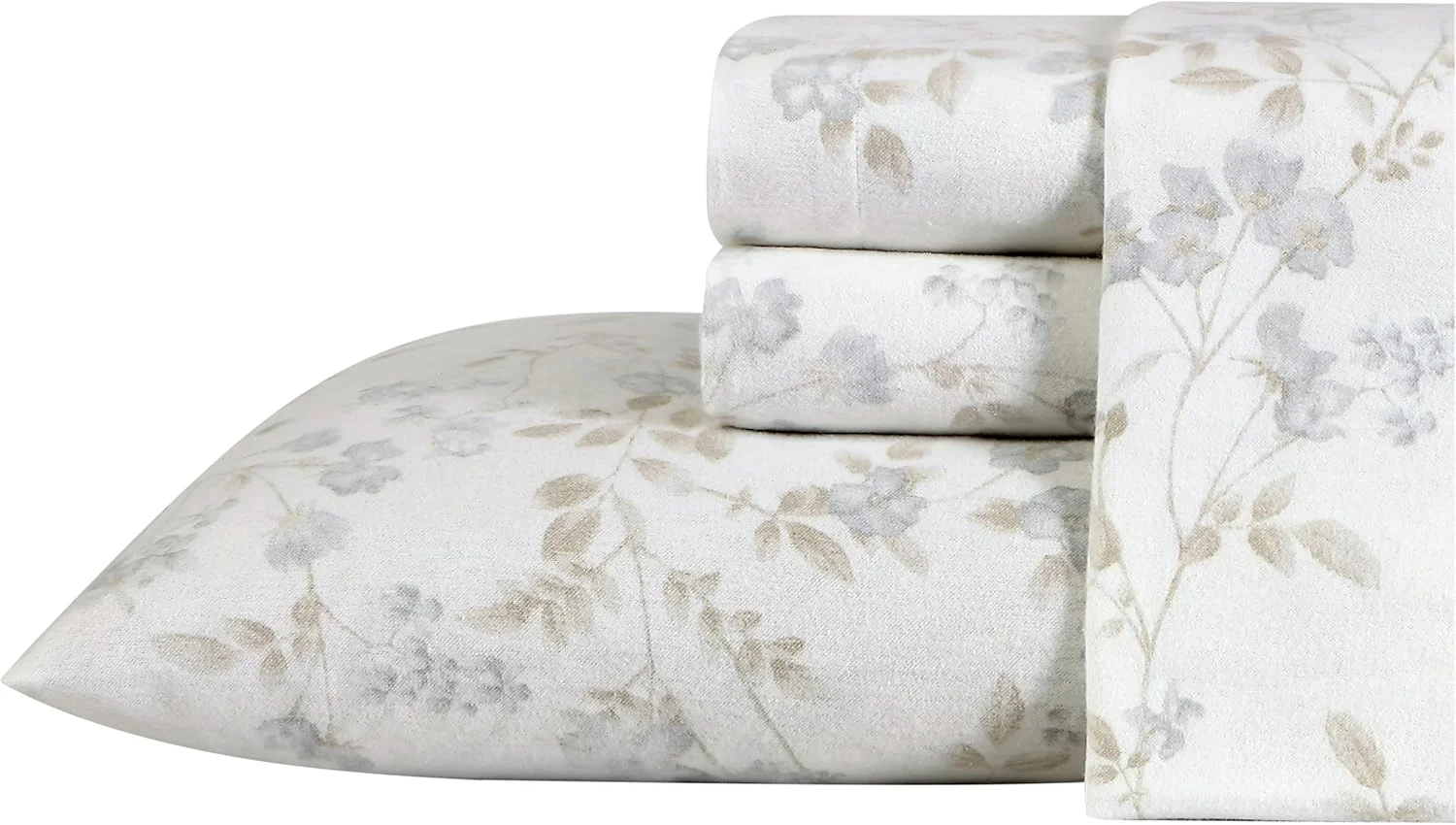 لورا اشلی هوم - ست ملحفه کوئین، ست روتختی فلانل پنبه ای، برس خورده برای نرمی و راحتی بیشتر (فونا، کوئین)