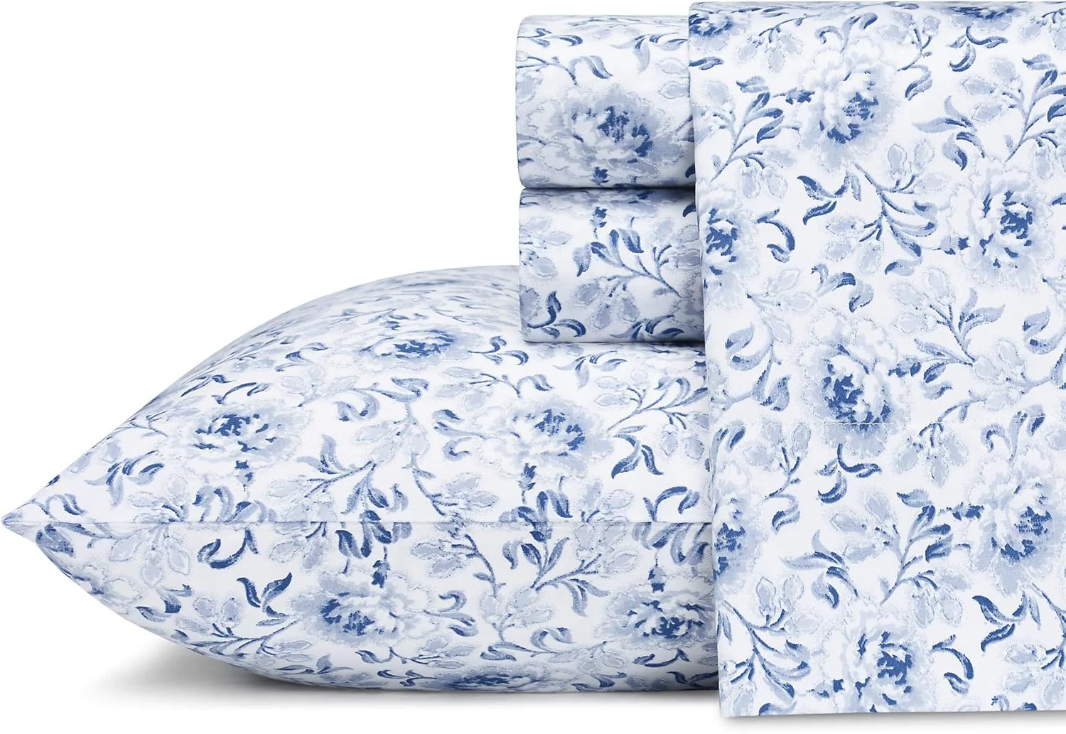 ملحفه کینگ لورا اشلی هوم - ست روتختی پنبه ساتن نرم - دکوراسیون منزل شیک، لطیف و قابل تنفس (لورلای آبی تیره، کینگ)