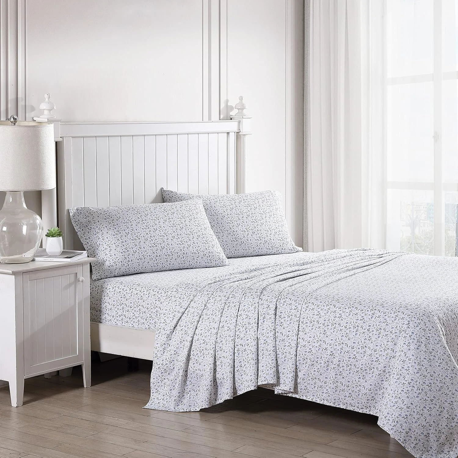 ست ملحفه کینگ لورا اشلی هوم، ست روتختی ساتن نرم پنبه ای - شیک، لطیف و تنفس پذیر، طرح پیچک سبز