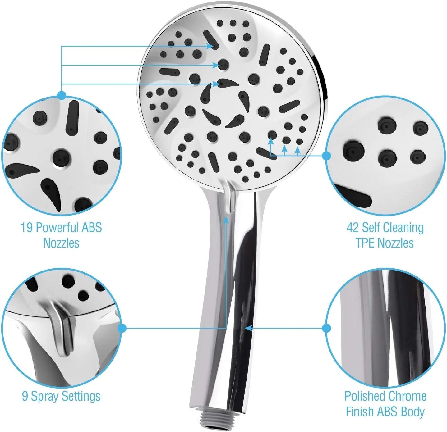 سردوش دستی فشار قوی Apthrill – سردوش دستی با 9 حالت پاشش و شلنگ 60 اینچی