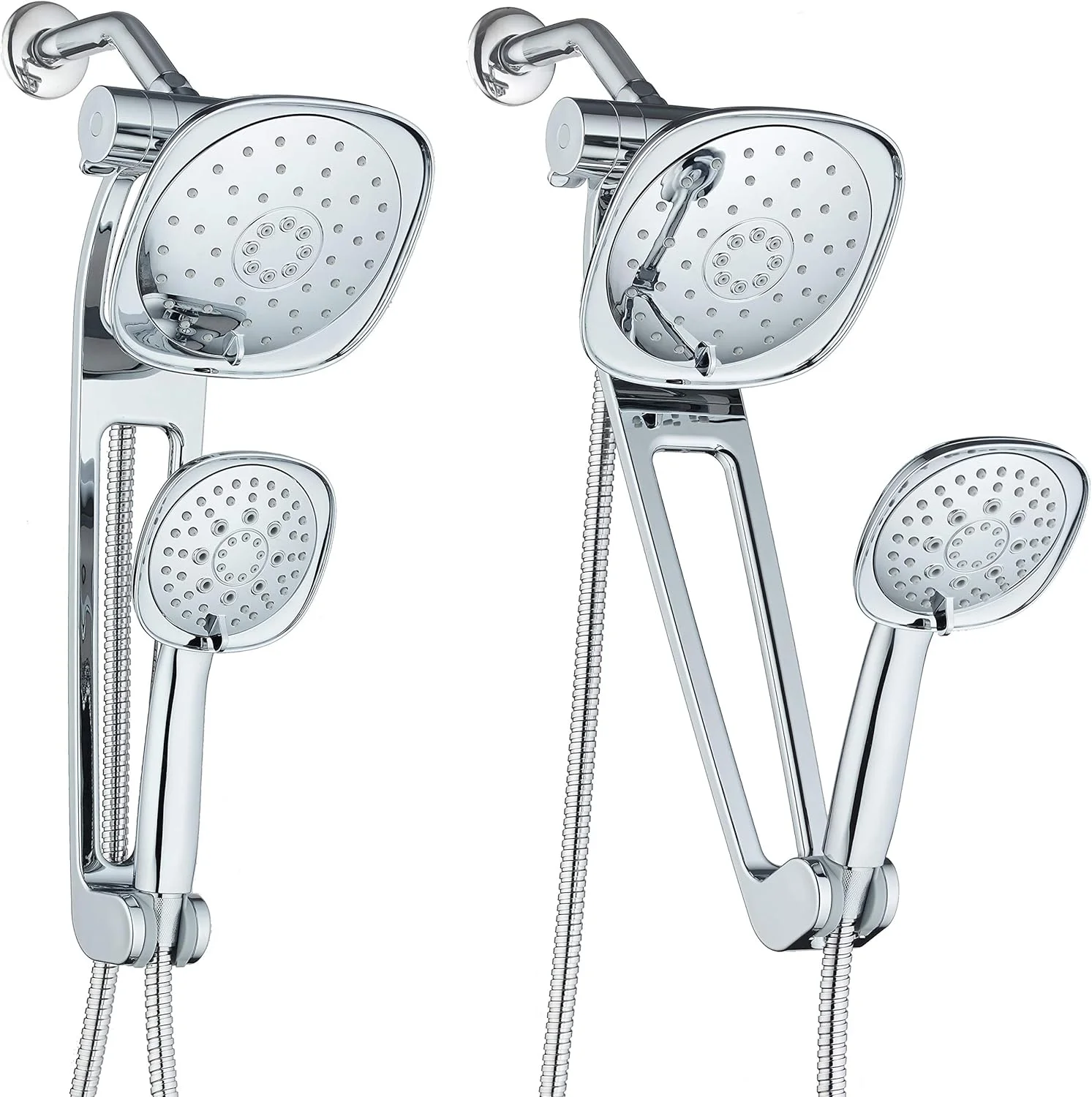 سیستم ترکیبی لوکس اسپا 3 طرفه AQUABAR با فشار بالا و بازوی اکستنشن 18 اینچی قابل تنظیم برای دسترسی و تحرک آسان - استفاده از سر دوش بارانی 7.5 اینچی و دستی به صورت جداگانه یا با هم - روکش تمام کروم