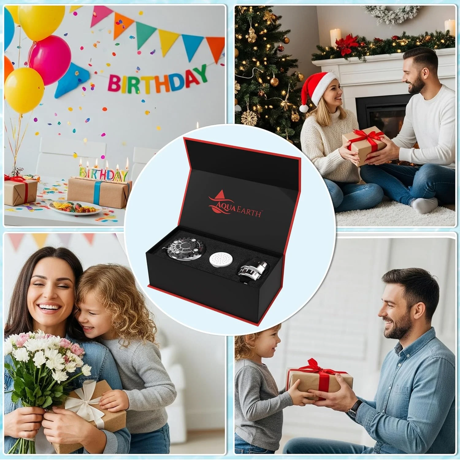 سردوش فیلتردار آکوا ارث، سردوش فیلتردار فشار قوی همراه با فیلتر نرم کننده آب برای آب سخت، حذف کلر، فلوراید و مواد مضر