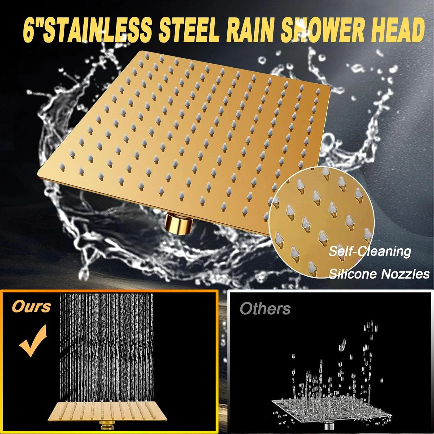 سردوش بارانی مربعی فشار قوی 2 در 1 و سردوشی دستی AWAXFOLO مجهز به شلنگ 78 اینچی، شیر سه راهی و نگهدارنده سردوش چسبی. (مجموعه Ca)