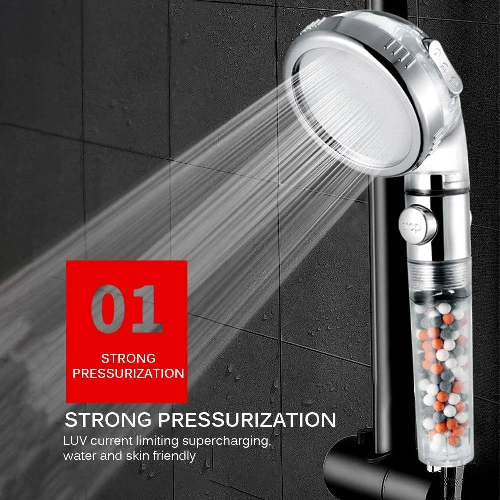 سردوش آنیونی قابل تنظیم با فشار بالا، سردوش دستی با دکمه روشن/خاموش و 3 حالت قابل تنظیم آب