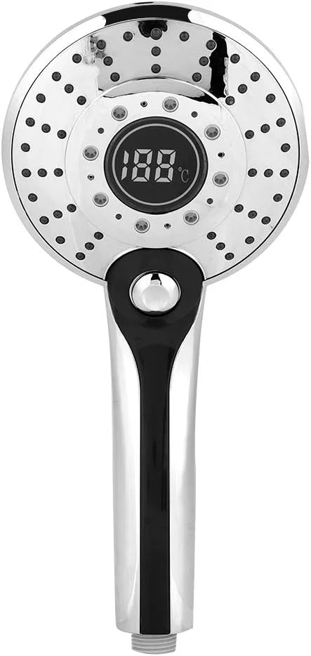 سردوش ال ای دی، سردوش حمام با نمایشگر دیجیتال، سردوش دستی با نور ال ای دی کنترل دمای 3 رنگ و 3 حالت پاشش