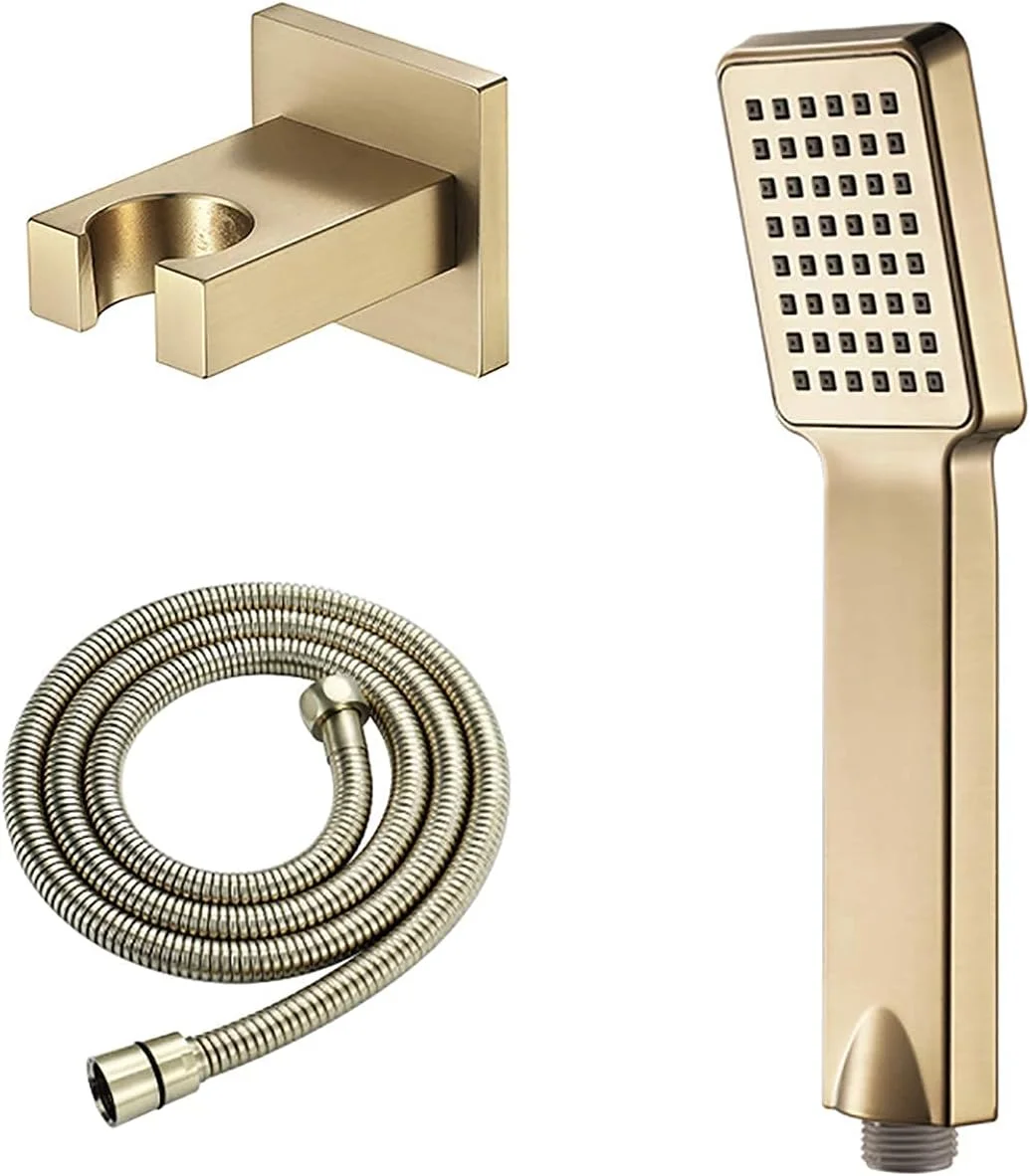 مجموعه سر دوش دستی طلایی برس خورده برای حمام، توالت و اتاق دوش، سر دوش دستی ABS با سر دوش بارانی، سر دوش ماساژ آبگرم، سر دوش دستی مربعی با نازل سیلیکونی و شلنگ دوش مجموعه سر دوش دستی طلایی برس خورده برای حمام، توالت و اتاق دوش، سر دوش دستی ABS با سر دوش بارانی، سر دوش ماساژ آبگرم، سر دوش دستی مربعی با نازل سیلیکونی و شلنگ دوش