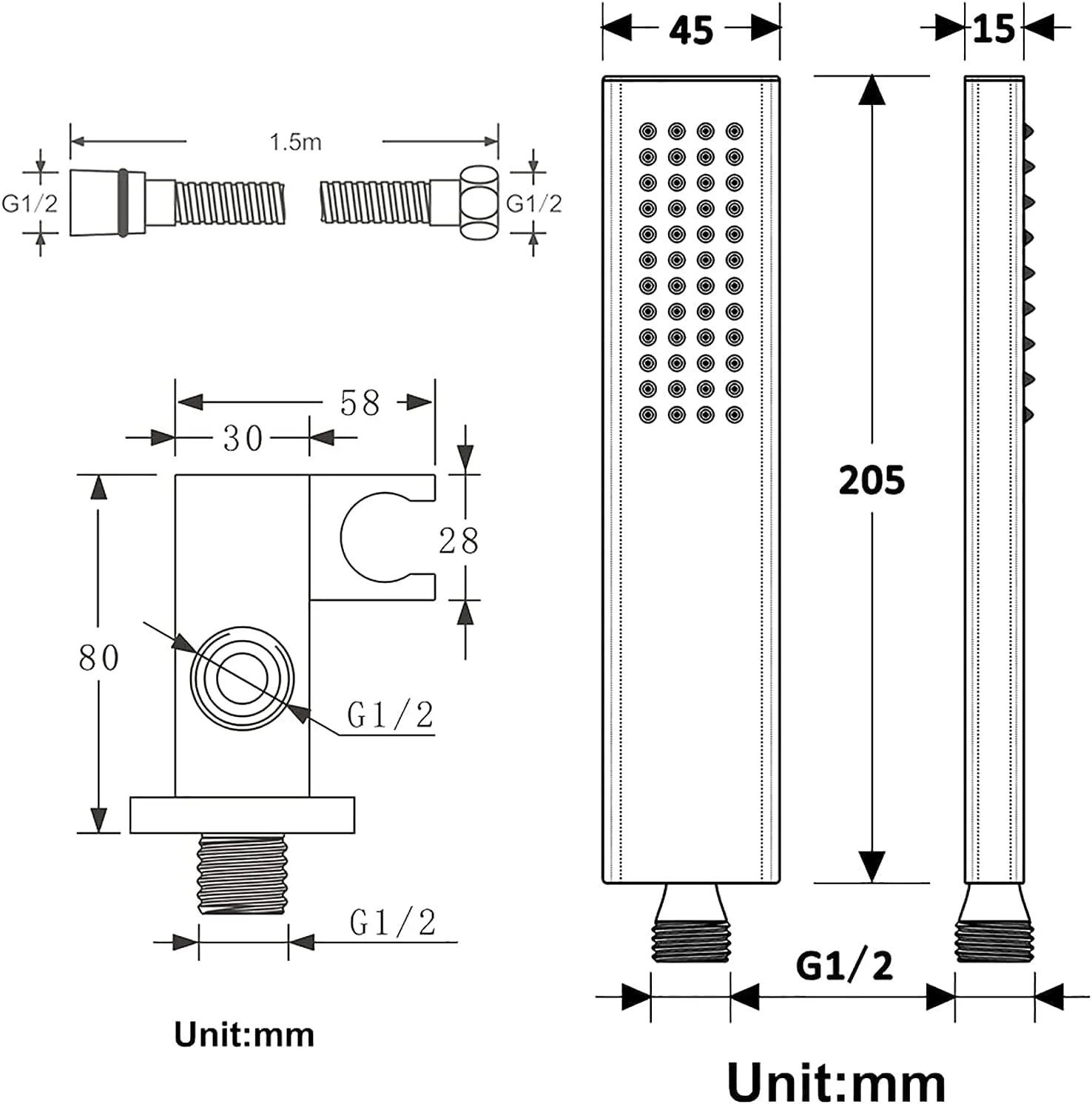 ست دوش دستی حمام، توالت، اتاق دوش، سر دوش دستی برنجی، سر دوش بارانی، سر دوش ماساژ اسپا، سر دوش دستی مربعی با شلنگ دوش، نگهدارنده دوش قابل تنظیم، A ست دوش دستی حمام، توالت، اتاق دوش، سر دوش دستی برنجی، سر دوش بارانی، سر دوش ماساژ اسپا، سر دوش دستی مربعی با شلنگ دوش، نگهدارنده دوش قابل تنظیم، A