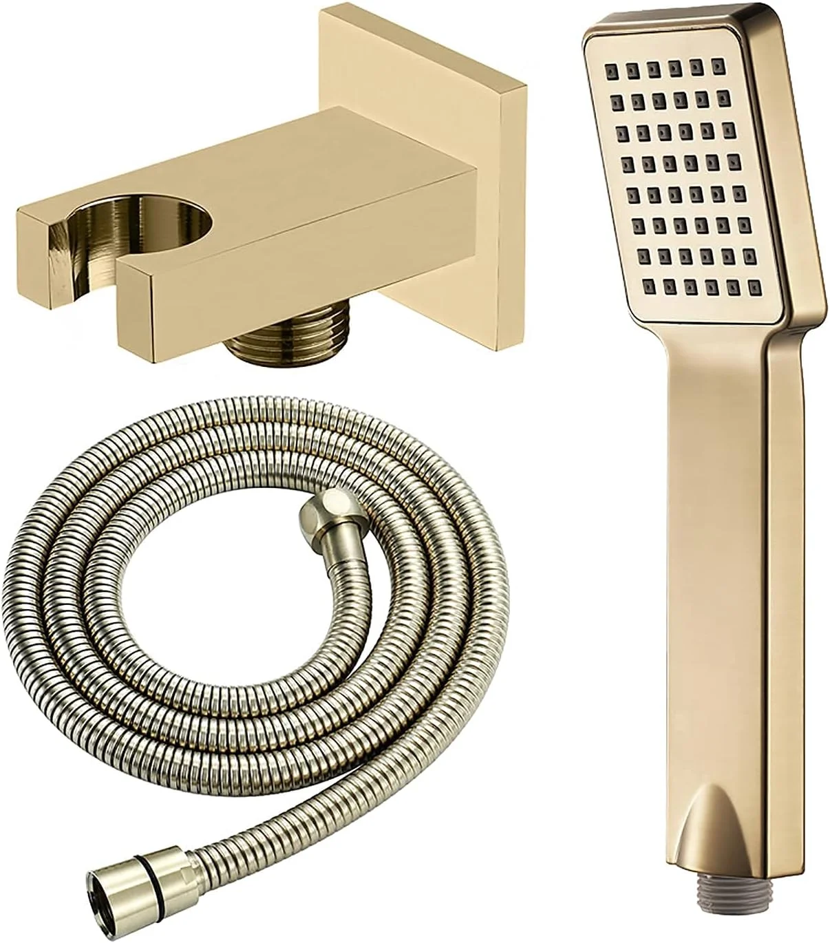 مجموعه سر دوش دستی حمام، توالت، اتاق دوش، سر دوش دستی ABS، سر دوش بارانی، سر دوش ماساژ اسپا، سر دوش دستی مربعی با شلنگ دوش، نگهدارنده دوش، طلایی تیتانیوم B